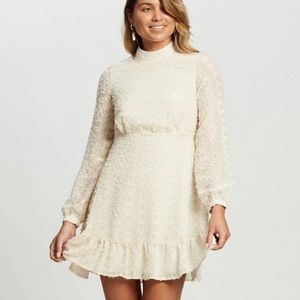 Vero Moda Lykke Cream Mini Dress Long Sleeve M